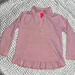 Lilly Pulitzer 
Light pink Quarter-Zip Pullover with Ruffle Hem